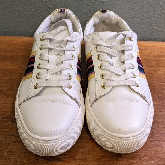 1901 Tige en Cuir White Rainbow stripe Tennis Shoe Size 6 - Picture 2 of 8
